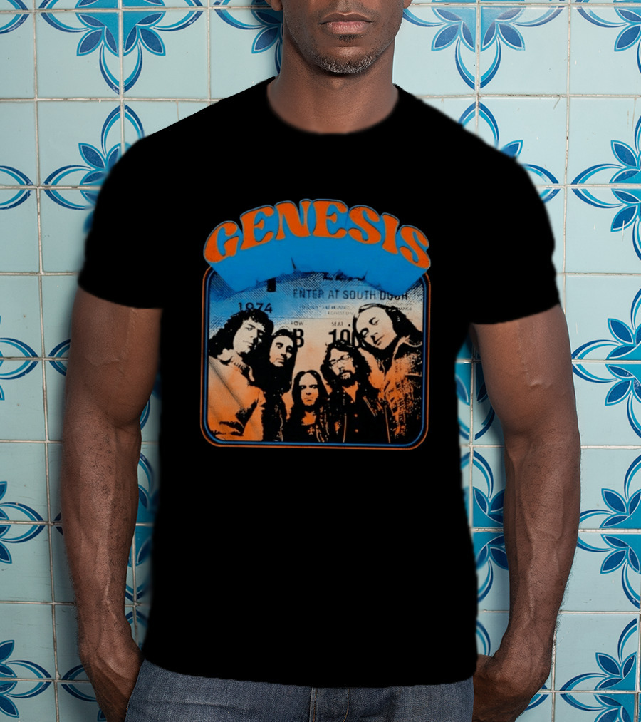 Genesis 1974 Enter At South Door Concert Ticket Progressive Rock T-Shirt