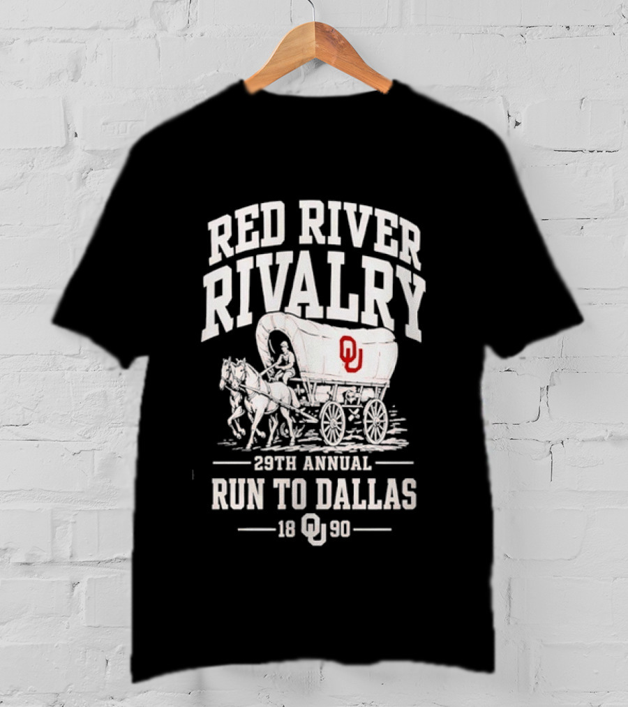 Oklahoma Sooners Red River Rivalry 28th Annual Run To Dallas 1990 T-Shirt