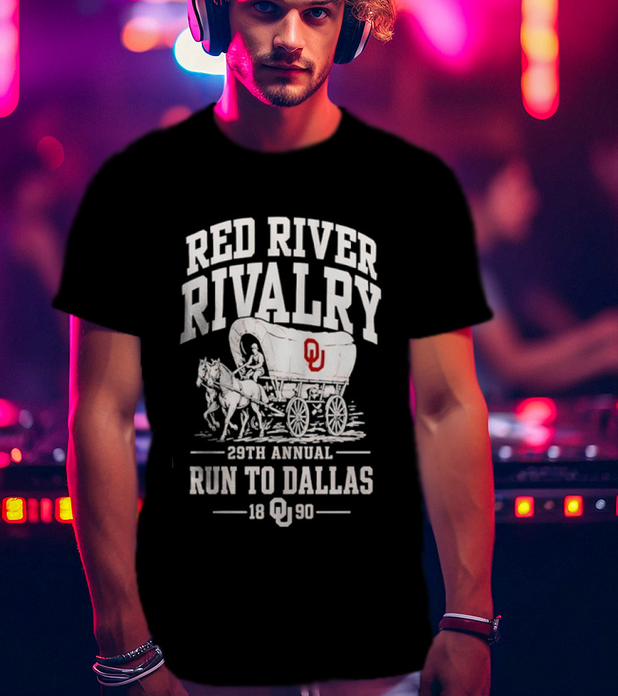 Oklahoma Sooners Red River Rivalry 28th Annual Run To Dallas 1990 T-Shirt