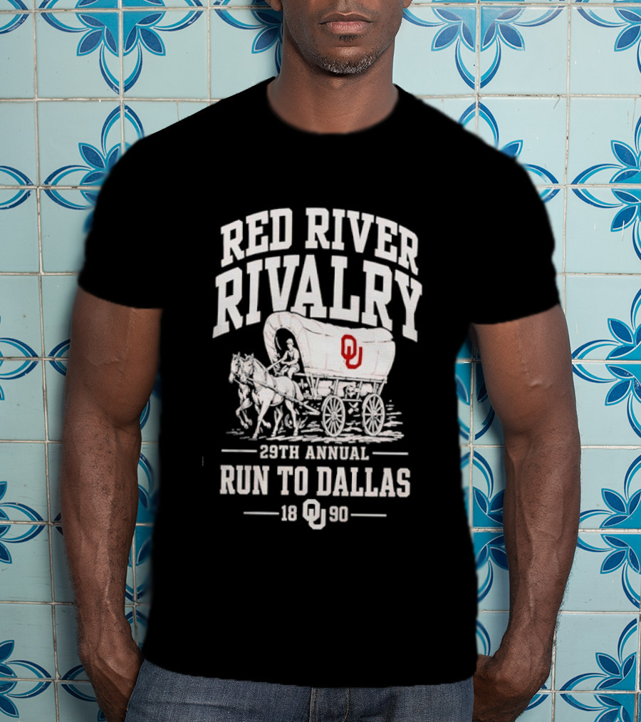 Oklahoma Sooners Red River Rivalry 28th Annual Run To Dallas 1990 T-Shirt