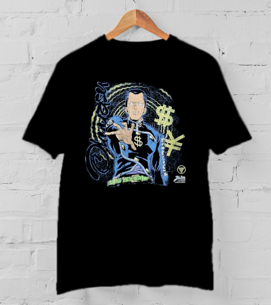 Okuyasu Nijimura JoJo's Bizarre Adventure Dollar Yen Symbols Vortex Spiral T-Shirt
