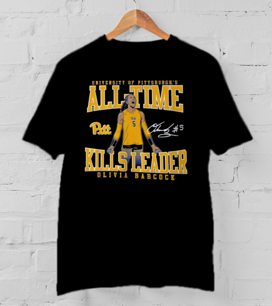 University Of Pittsburgh All Time Kills Leader Olivia Babcock Number 5 T-Shirt