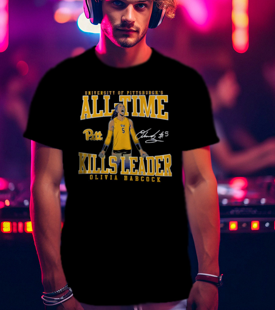 University Of Pittsburgh All Time Kills Leader Olivia Babcock Number 5 T-Shirt