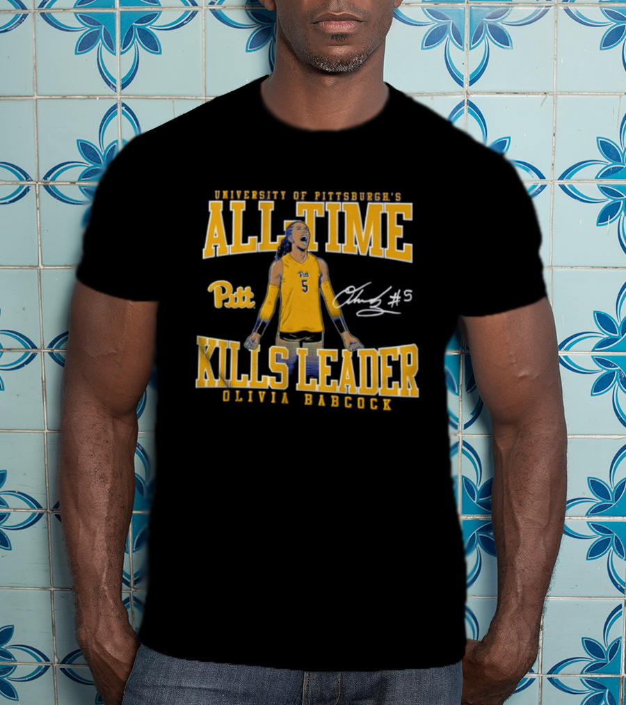 University Of Pittsburgh All Time Kills Leader Olivia Babcock Number 5 T-Shirt