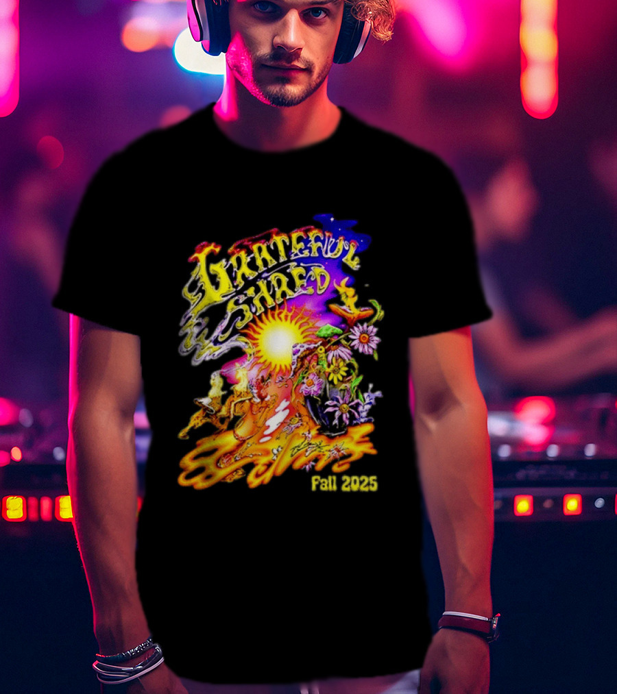 Grateful Shred Fall 2025 Psychedelic Sunburst Jam Band Vibrant Festival T-Shirt
