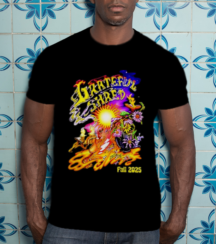 Grateful Shred Fall 2025 Psychedelic Sunburst Jam Band Vibrant Festival T-Shirt