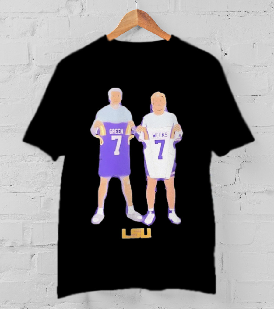 LSU Tigers Football Green And Weeks Jersey 7 T-Shirt