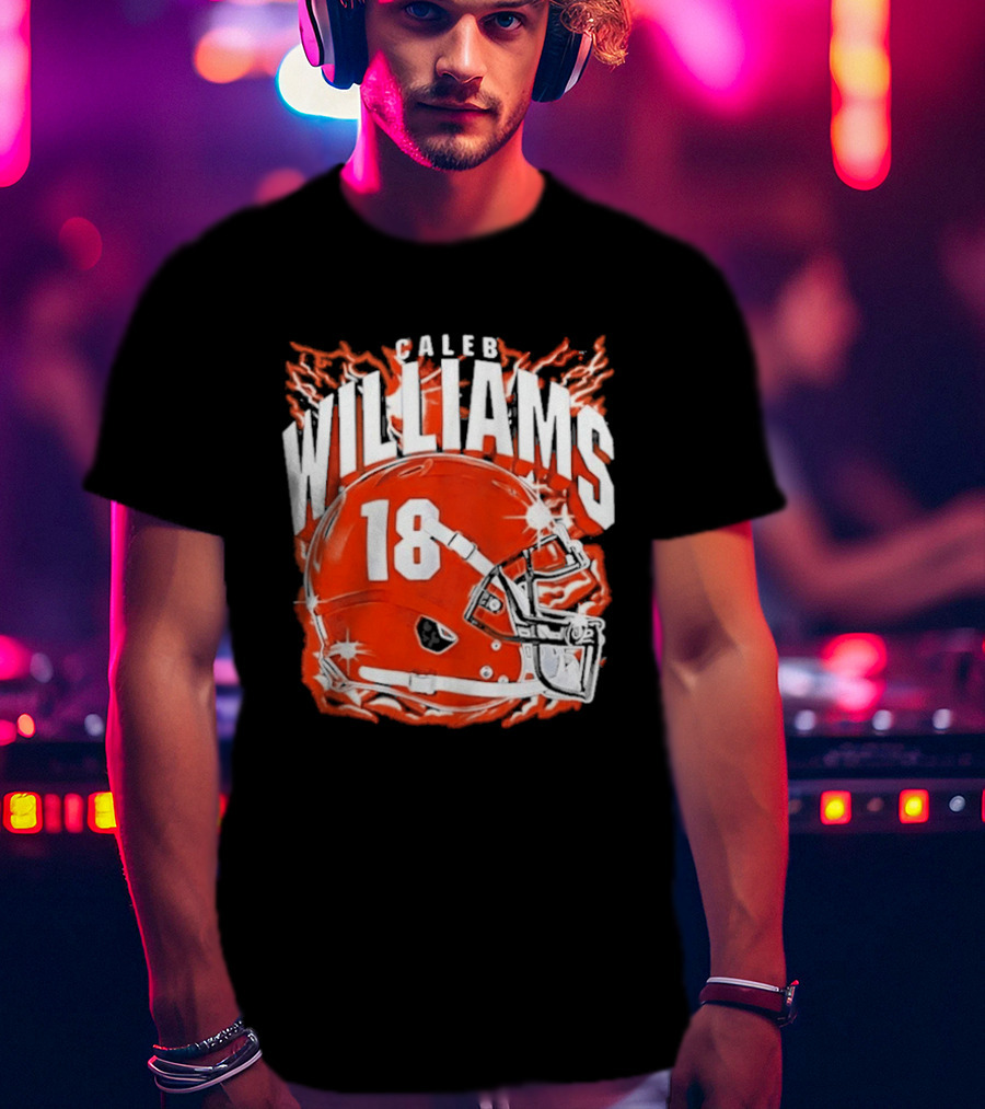 Caleb Williams 18 Lightning Helmet T-Shirt
