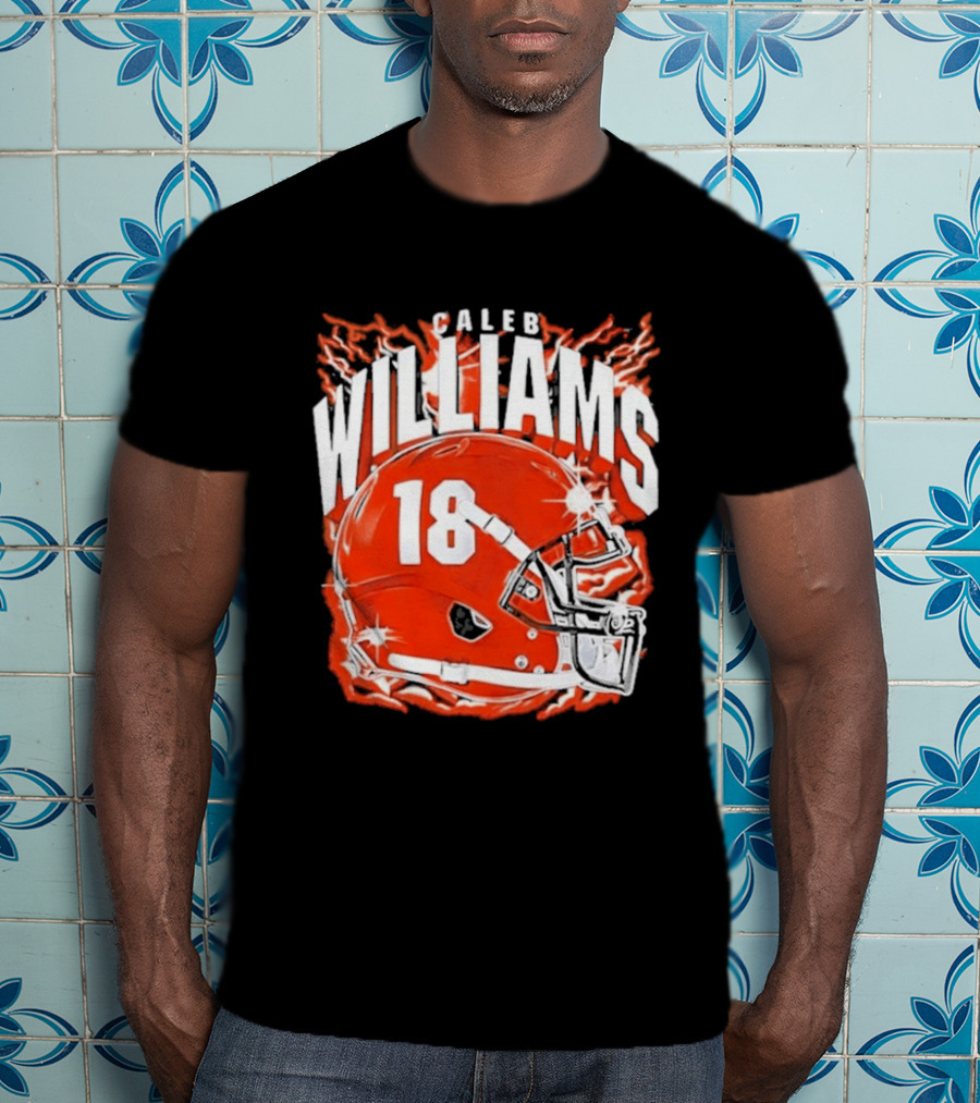 Caleb Williams 18 Lightning Helmet T-Shirt