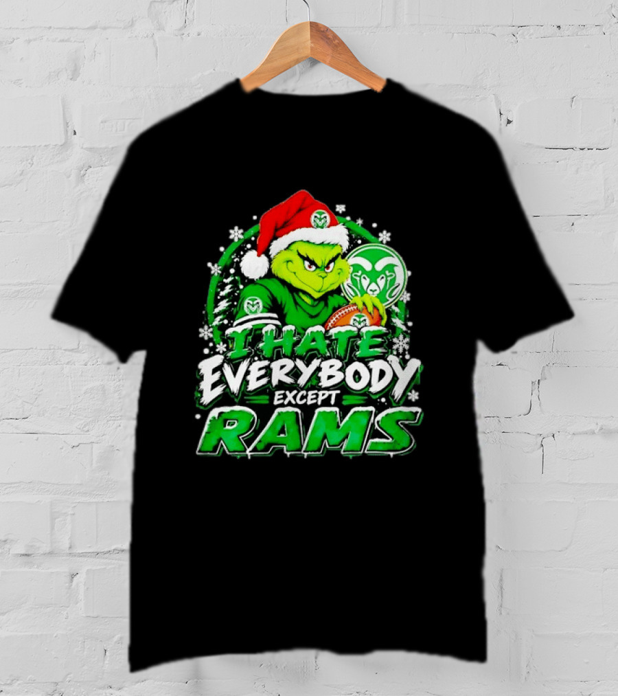 I Hate Everybody Except Rams Grinch Colorado State Rams Christmas T-Shirt