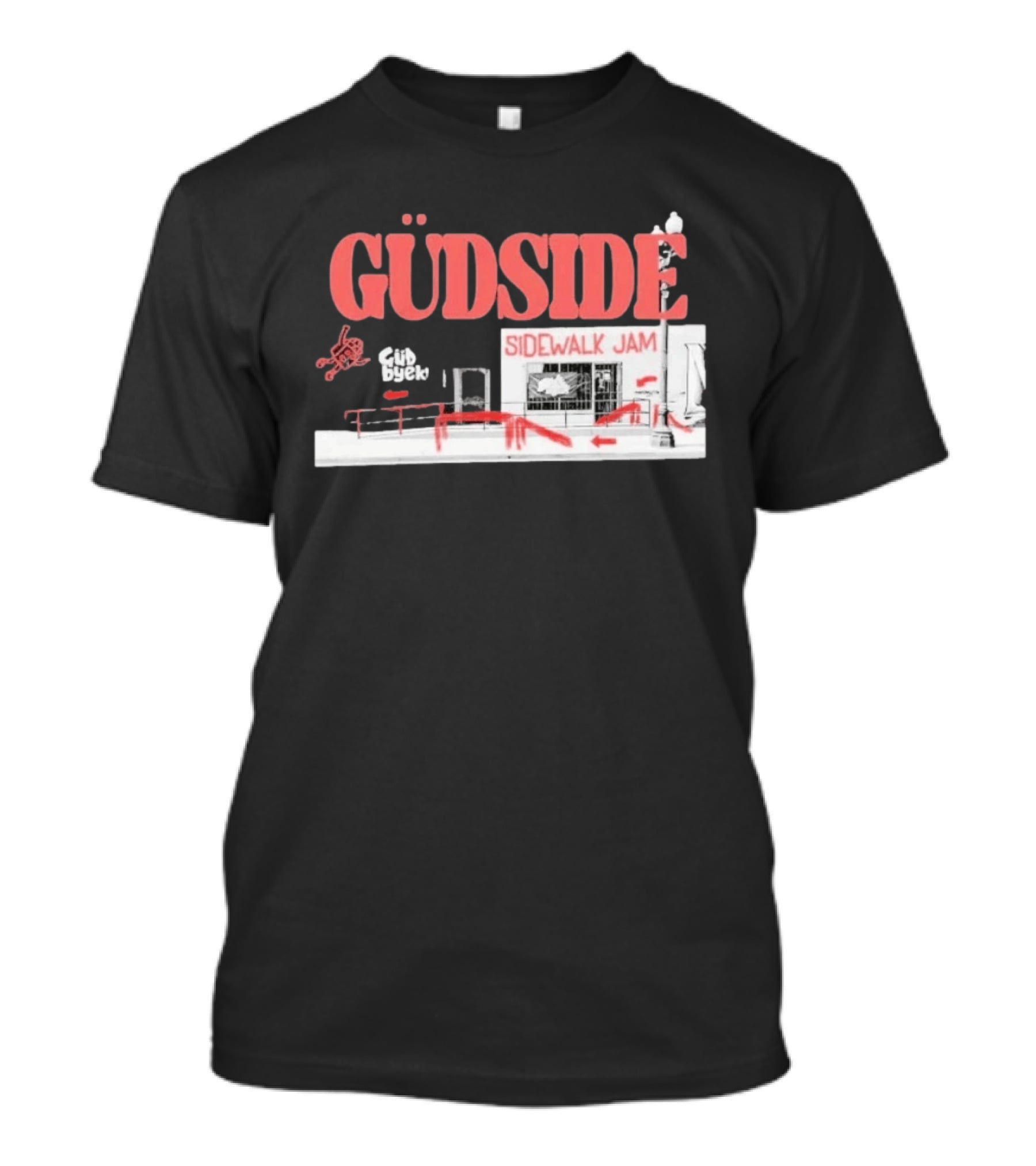 Güdside Sidewalk Jam Güd Byek Skateboard Street T-Shirt