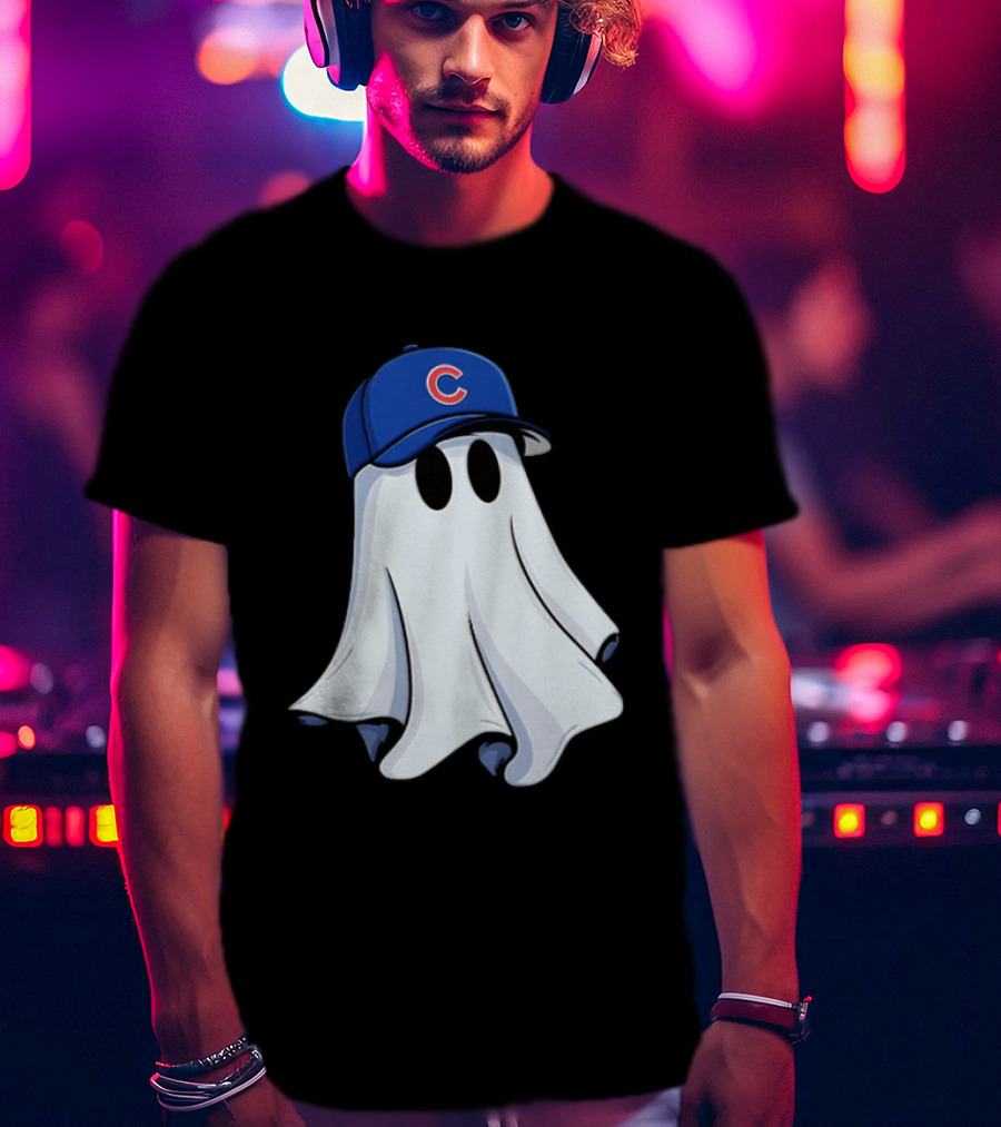 Chicago Cubs Ghost Cartoon Blue Baseball Cap T-Shirt
