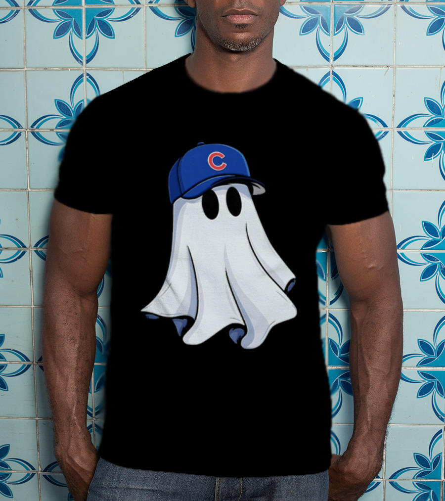 Chicago Cubs Ghost Cartoon Blue Baseball Cap T-Shirt