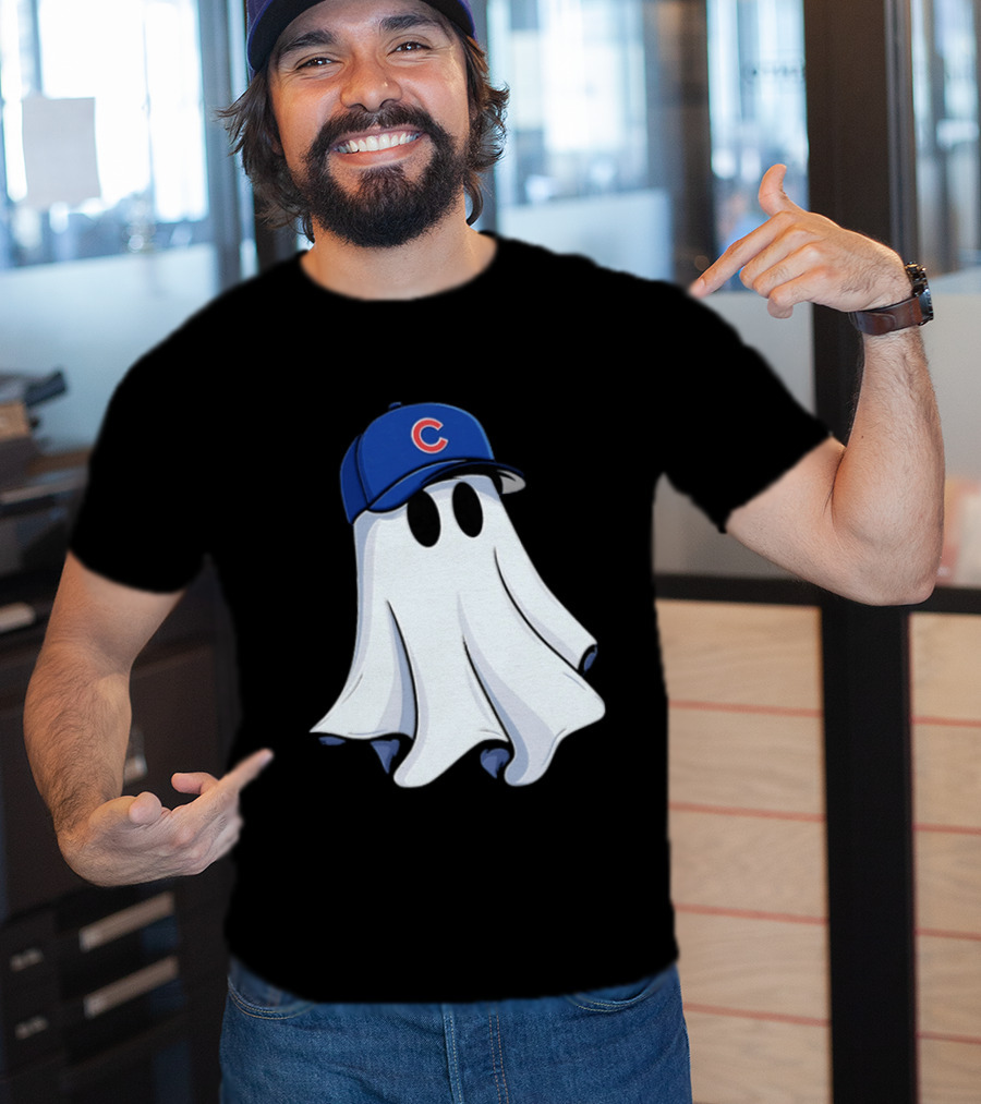 Chicago Cubs Ghost Cartoon Blue Baseball Cap T-Shirt