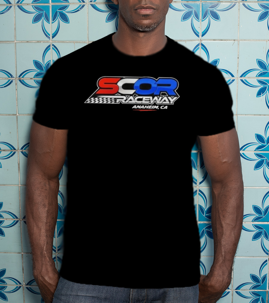 SCOR Raceway Anaheim CA Racing Flag T-Shirt