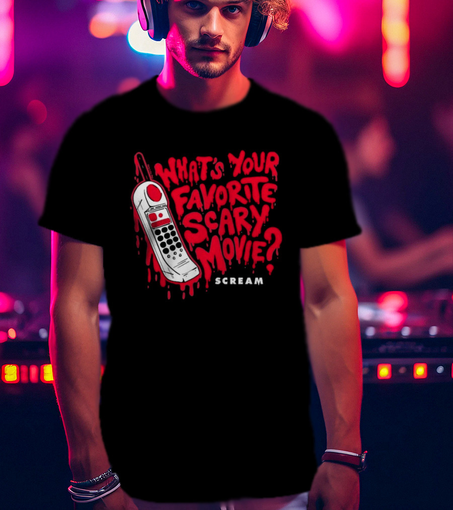 Scream What's Your Favorite Scary Movie Telephone Blood Red T-Shirt