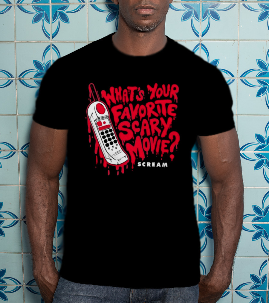 Scream What's Your Favorite Scary Movie Telephone Blood Red T-Shirt