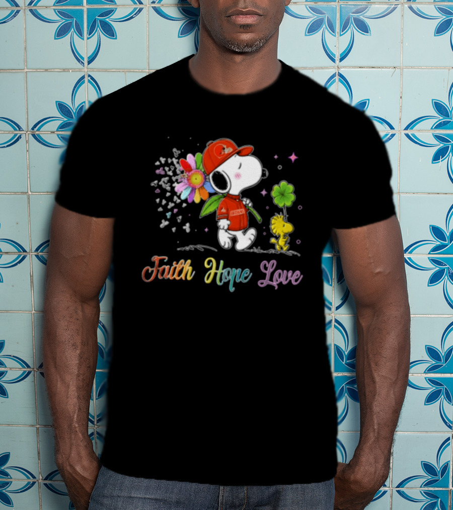 Cleveland Browns Snoopy Woodstock Faith Hope Love Flower Clover T-Shirt