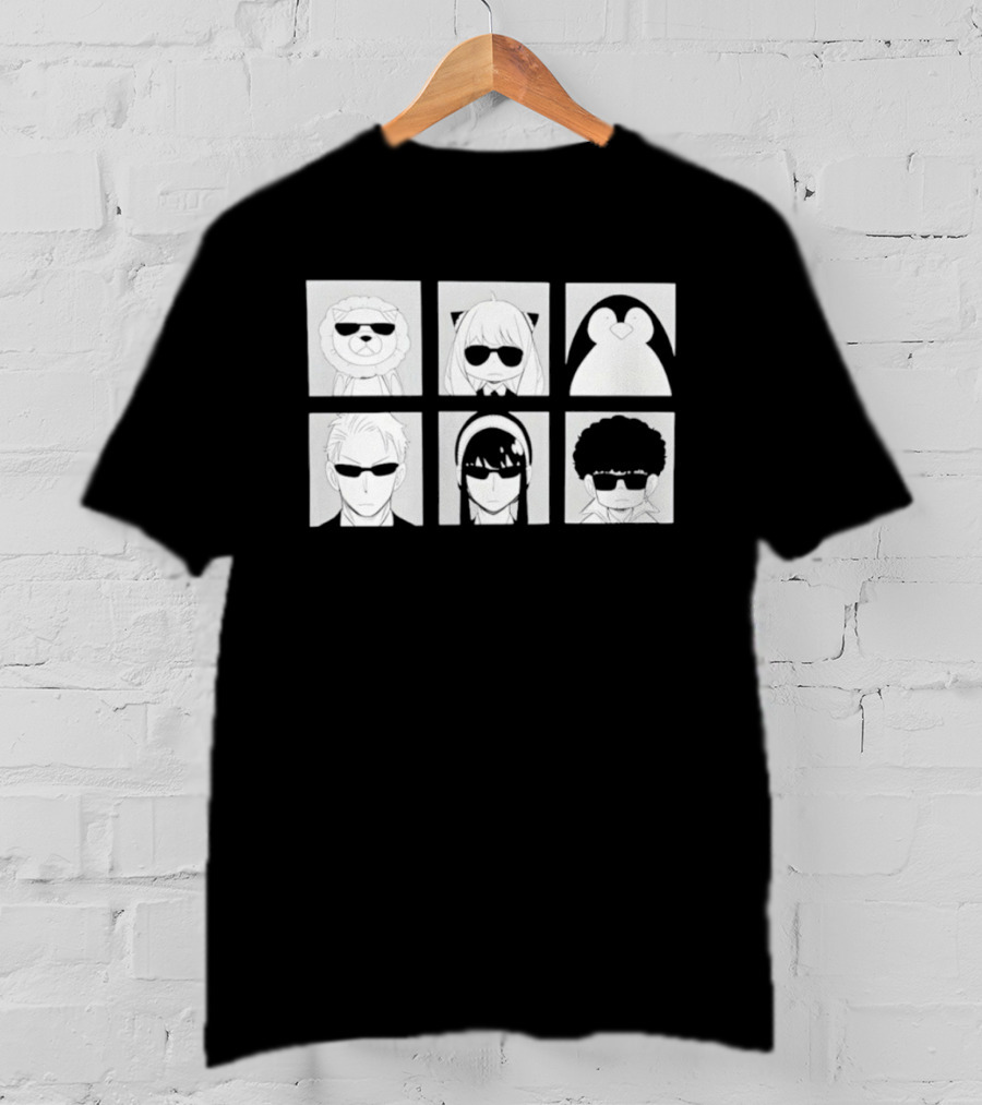Spy X Family Characters In Sunglasses Box Grid T-Shirt