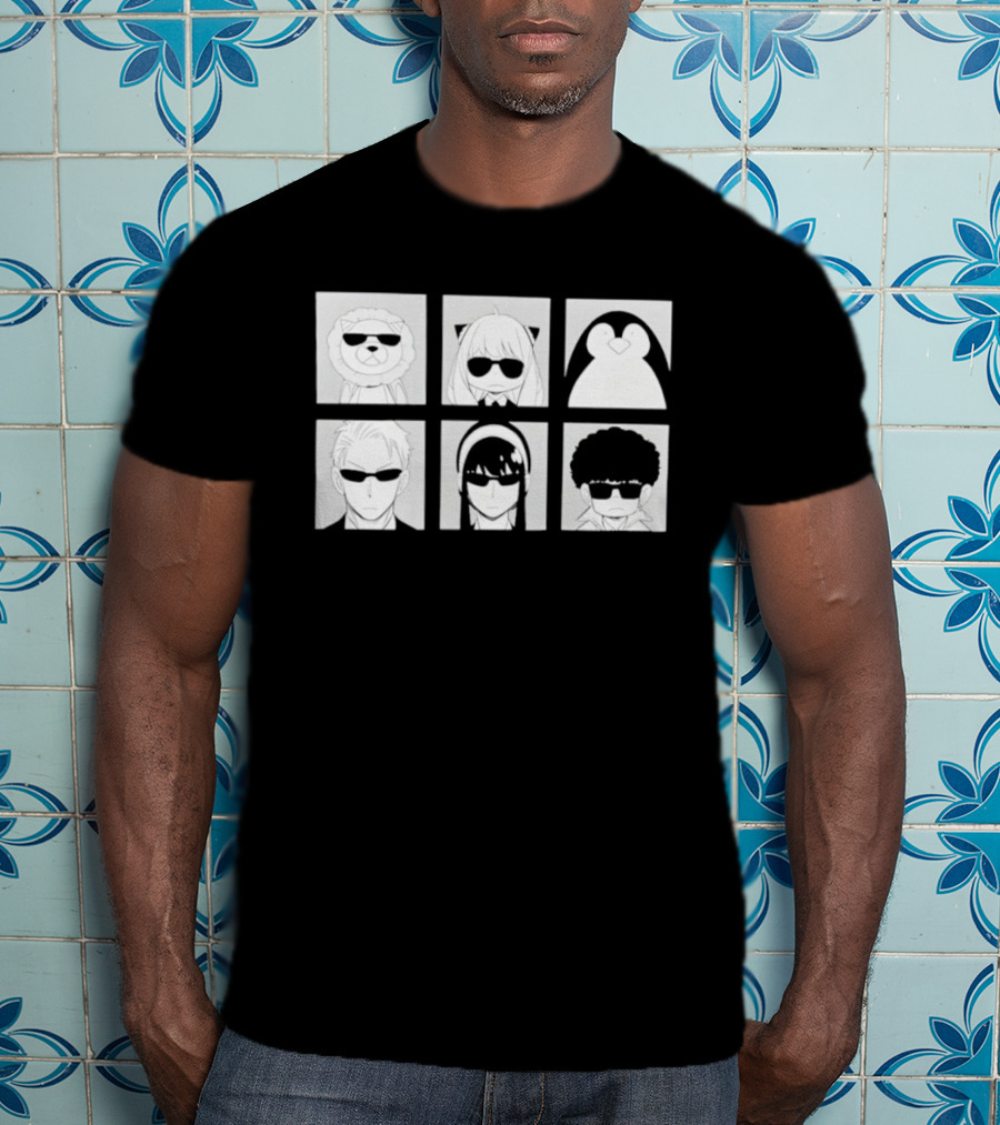 Spy X Family Characters In Sunglasses Box Grid T-Shirt