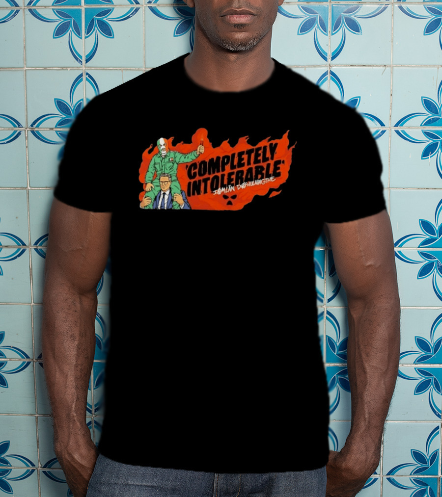 Completely Intolerable Iømlán Døfhulaingthe Flame Background Masked Man Suit And Tie T-Shirt
