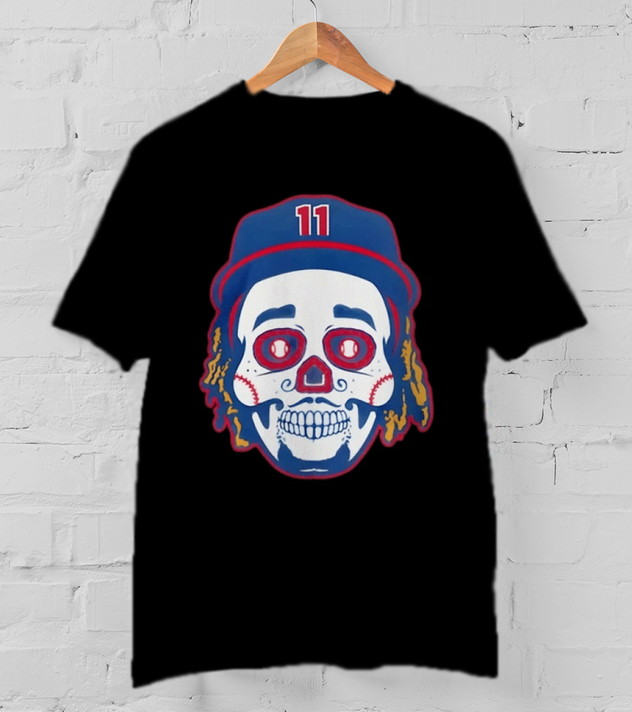 José Ramírez 11 Cleveland Guardians Sugar Skull Baseball Player T-Shirt