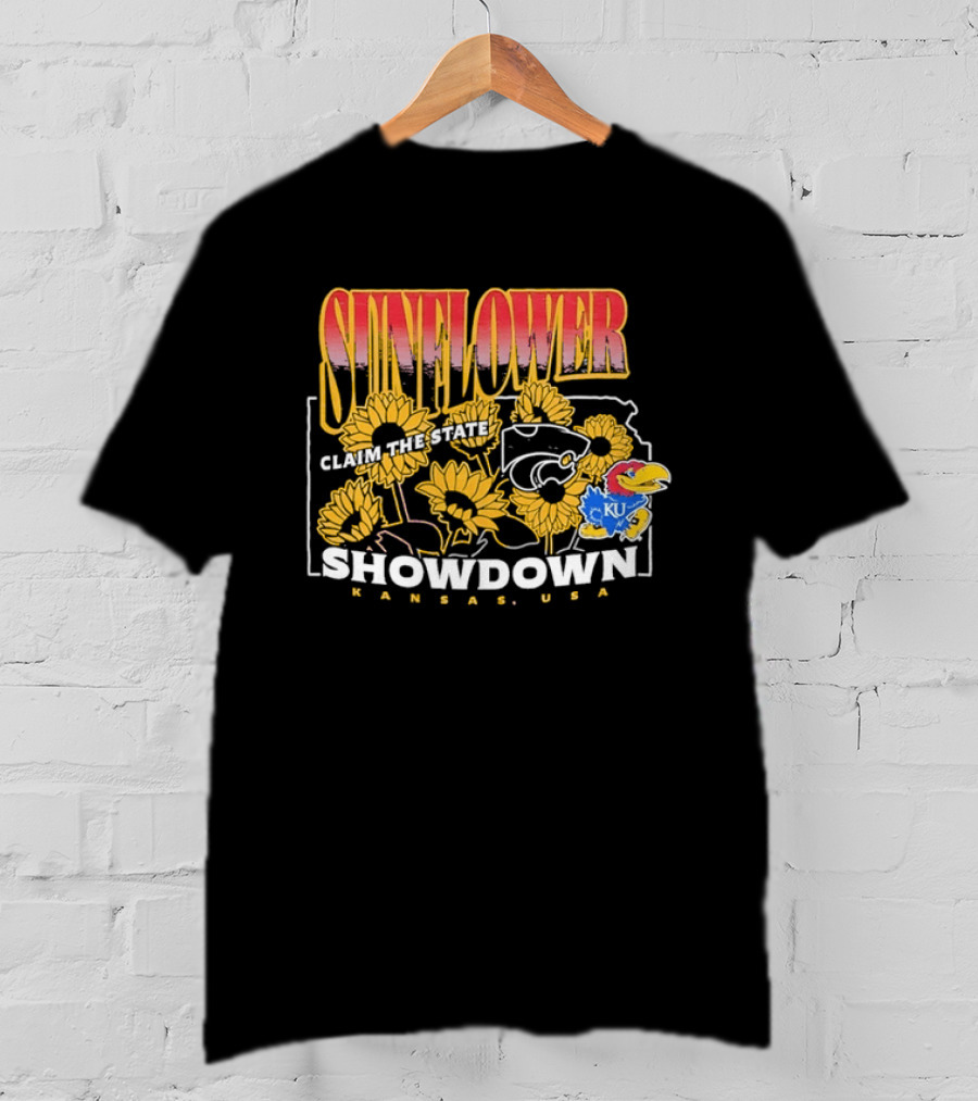 Sunflower Showdown Kansas USA Claim The State KU Kansas University T-Shirt