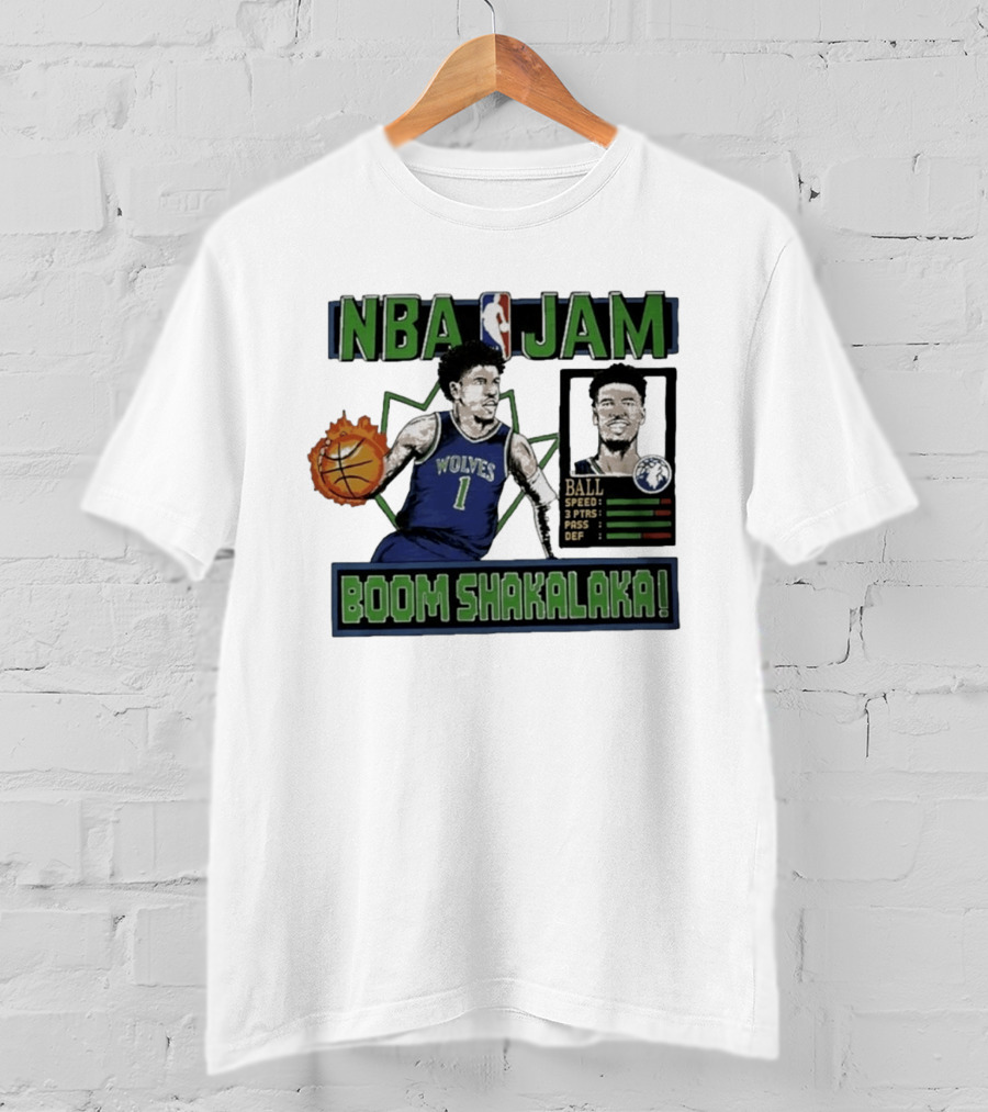 NBA Jam Minnesota Timberwolves Wolves Ball Boom Shakalaka T-Shirt