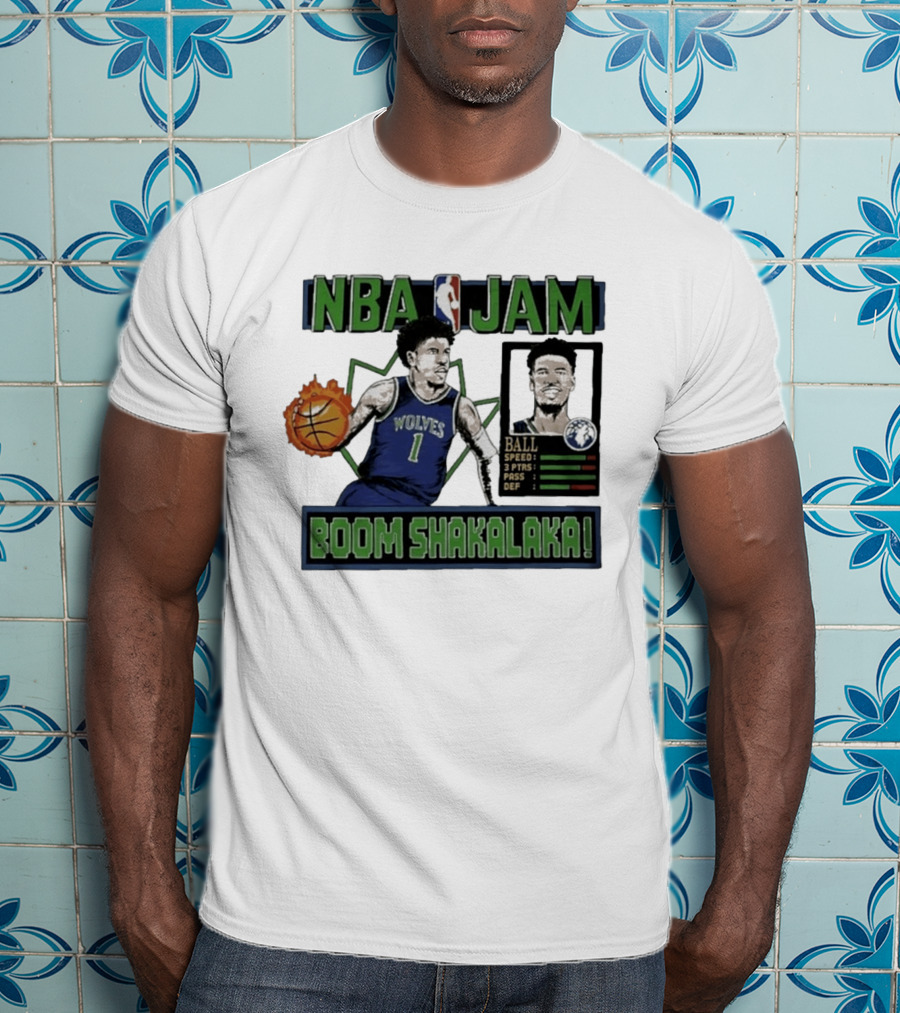 NBA Jam Minnesota Timberwolves Wolves Ball Boom Shakalaka T-Shirt