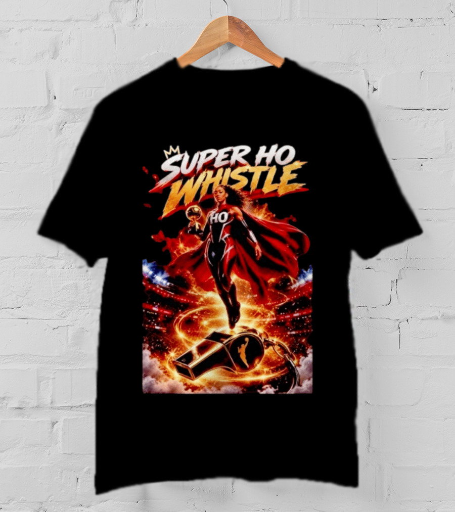 Super Ho Whistle WNBA Basketball Comic Style Heroine T-Shirt