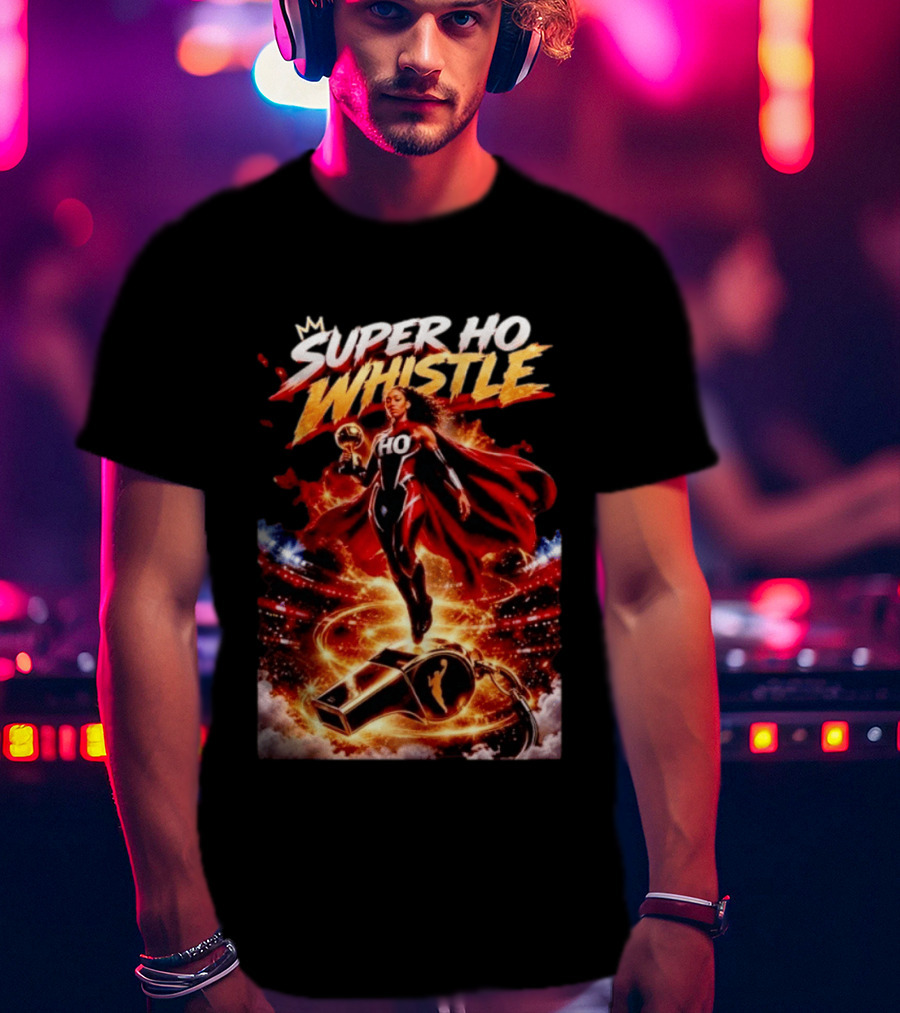 Super Ho Whistle WNBA Basketball Comic Style Heroine T-Shirt