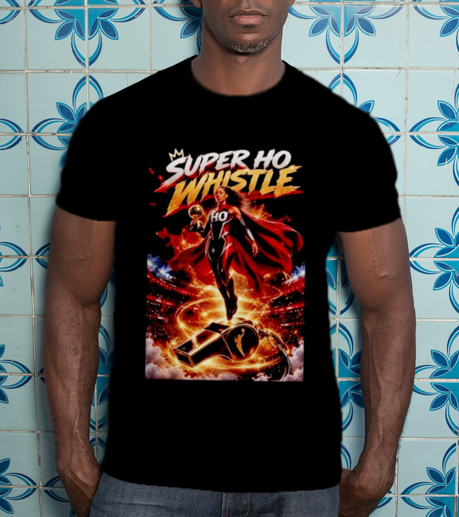 Super Ho Whistle WNBA Basketball Comic Style Heroine T-Shirt