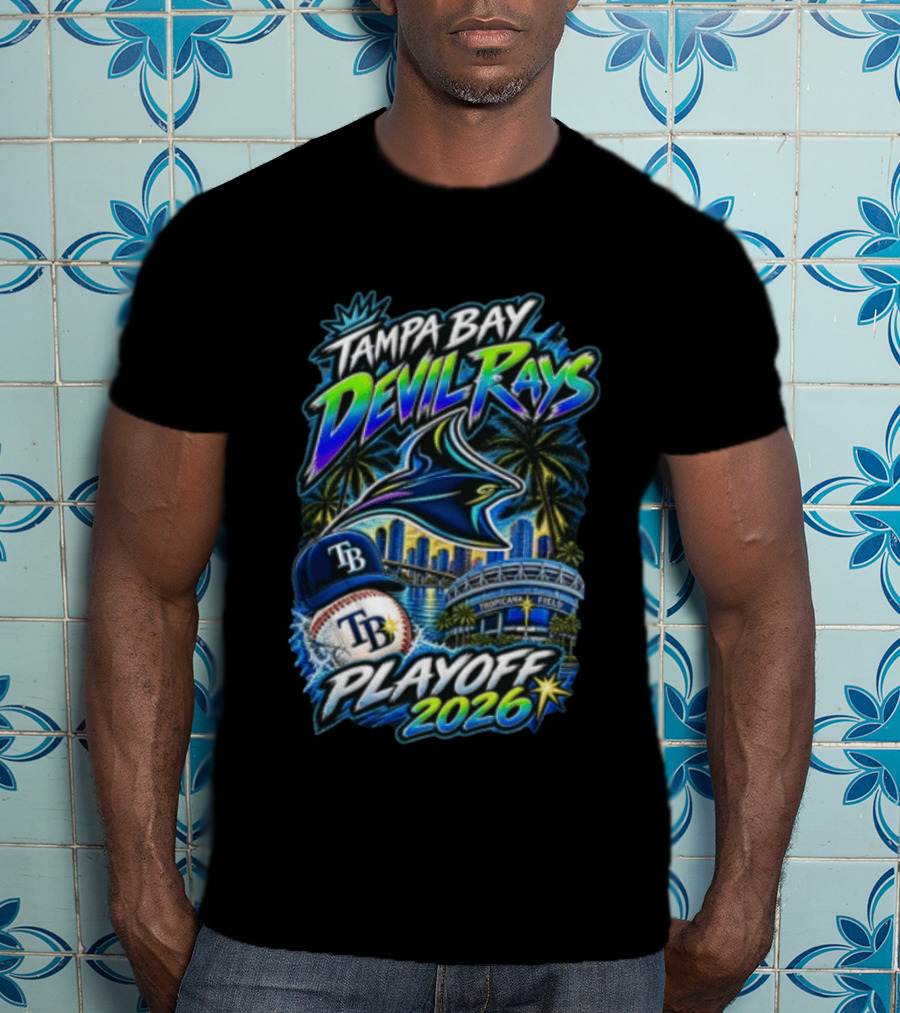 Tampa Bay Devil Rays Playoff 2026 Stingray Tropicana Field Skyline Baseball Cap T-Shirt