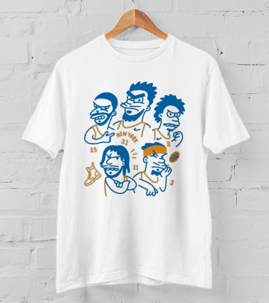New York Knicks Cartoon 25 30 23 11 NBA Basketball Players T-Shirt