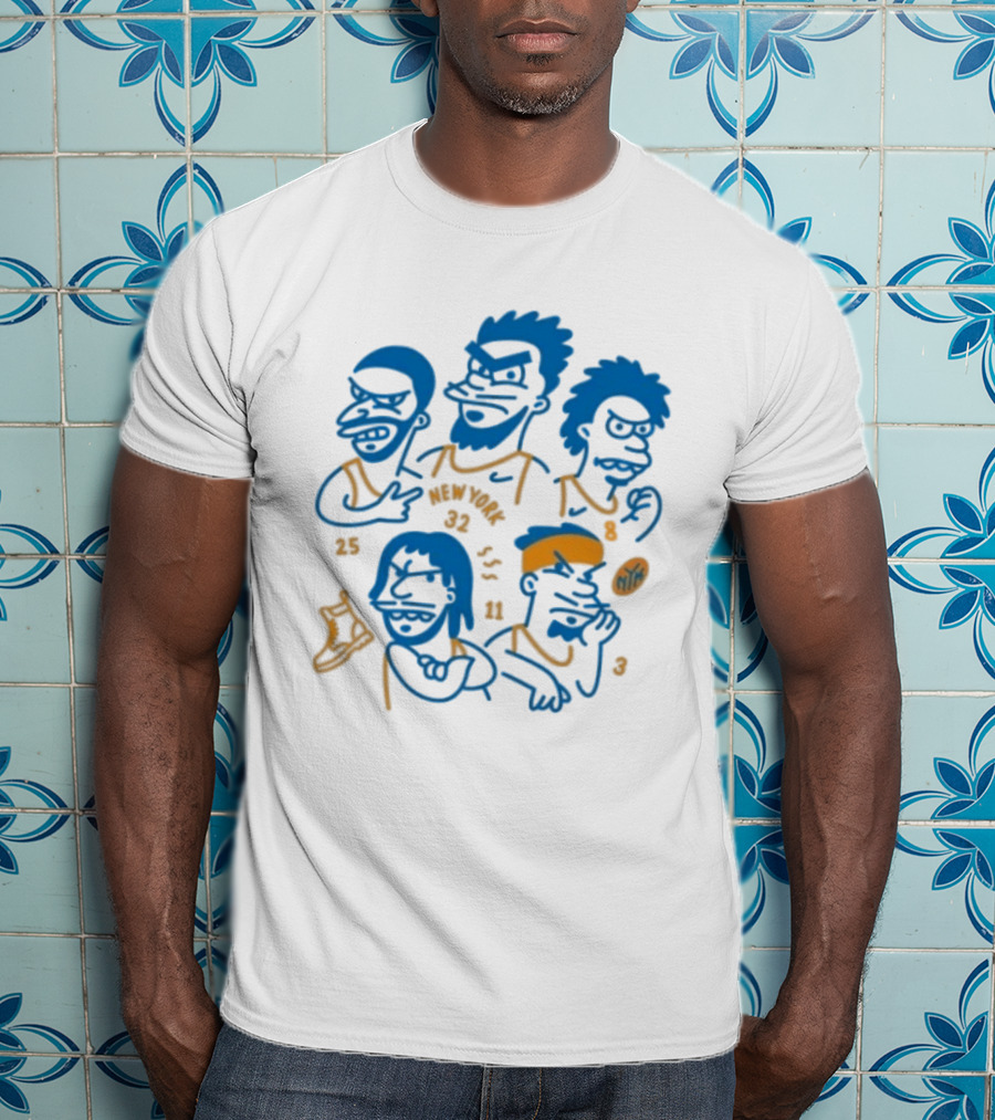 New York Knicks Cartoon 25 30 23 11 NBA Basketball Players T-Shirt
