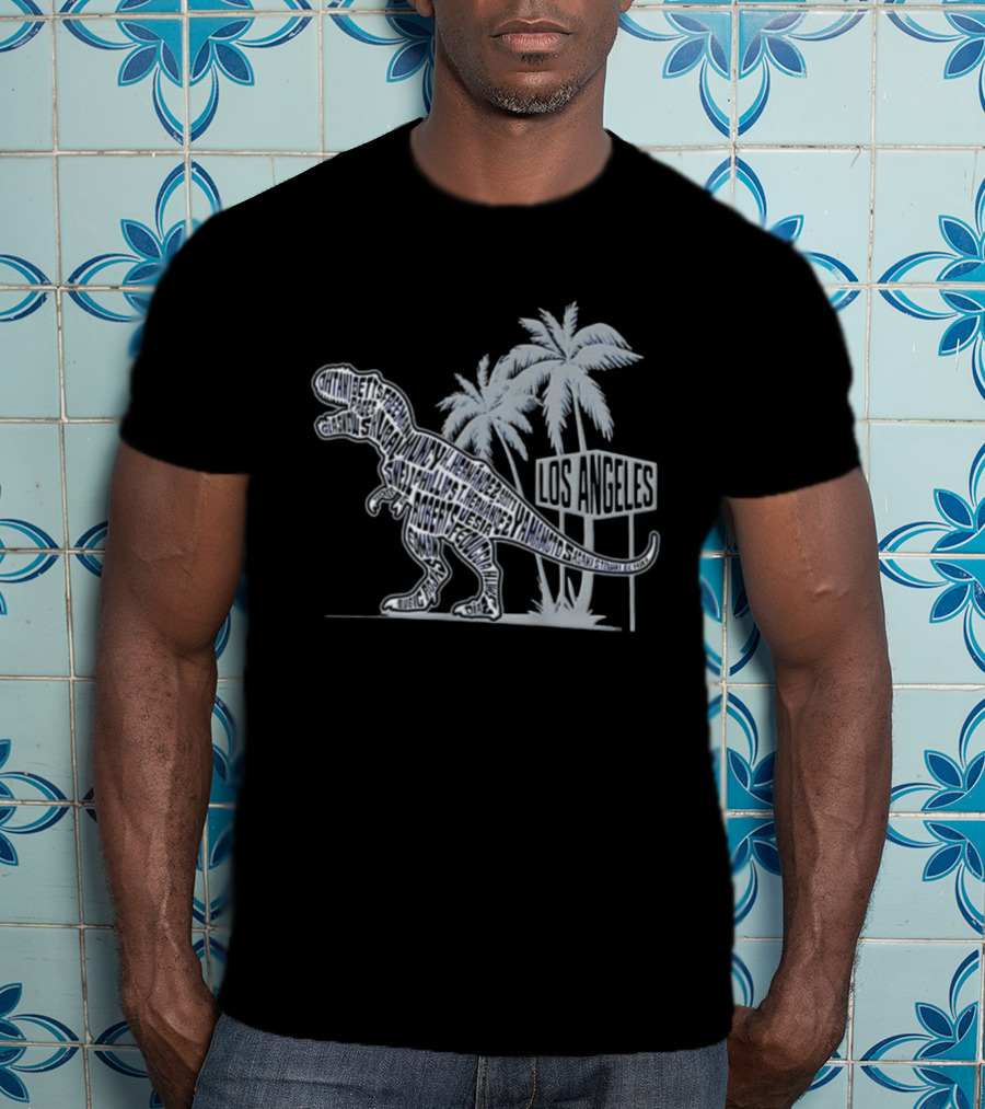 Los Angeles Dodgers Dinosaur Names Palm Trees T-Shirt
