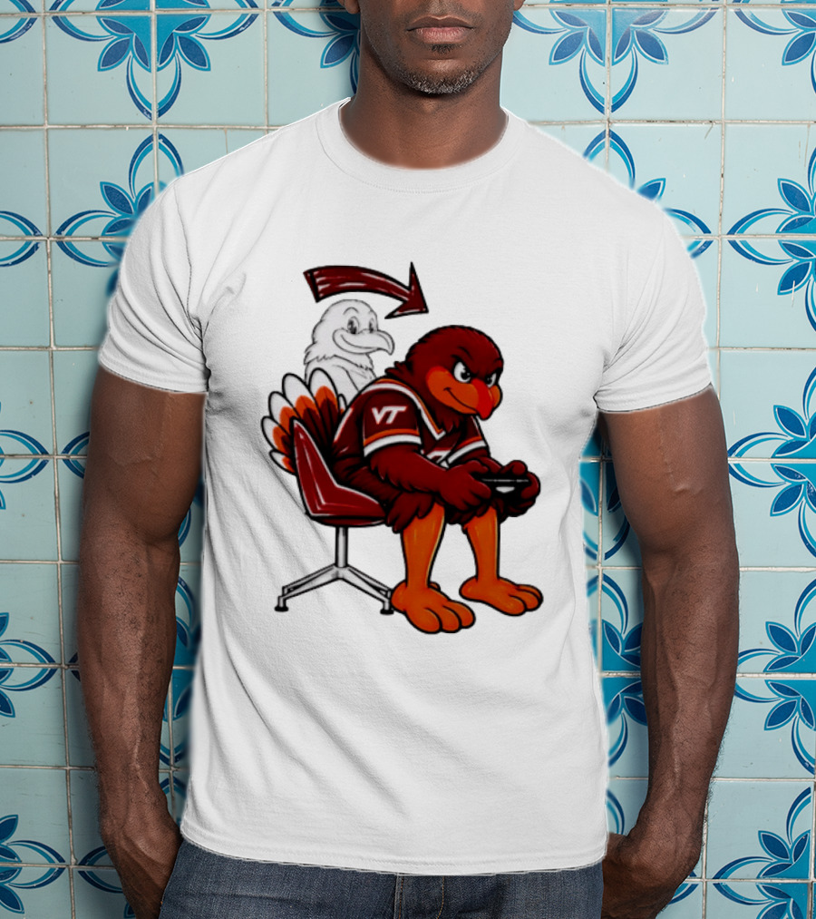 Virginia Tech Hokies Turkey Playing Video Game NCAAF Team Spirit T-Shirt