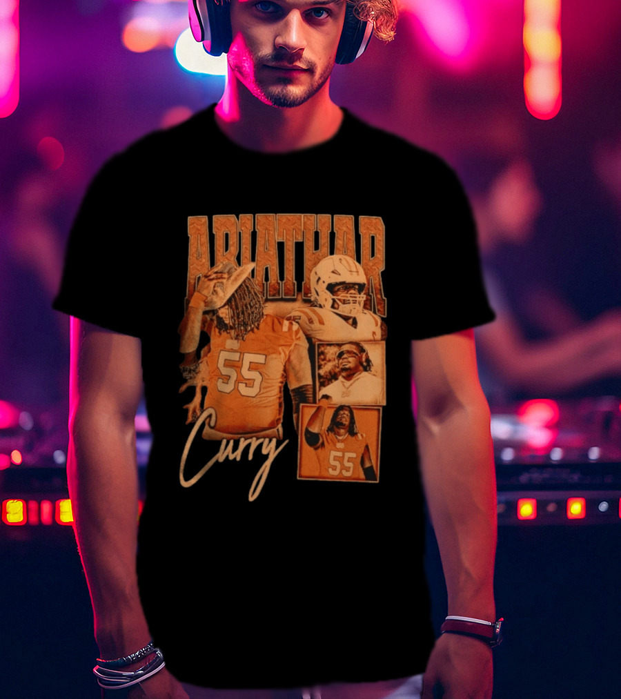 Ariathar Curry 55 Football Player Portrait Montage T-Shirt