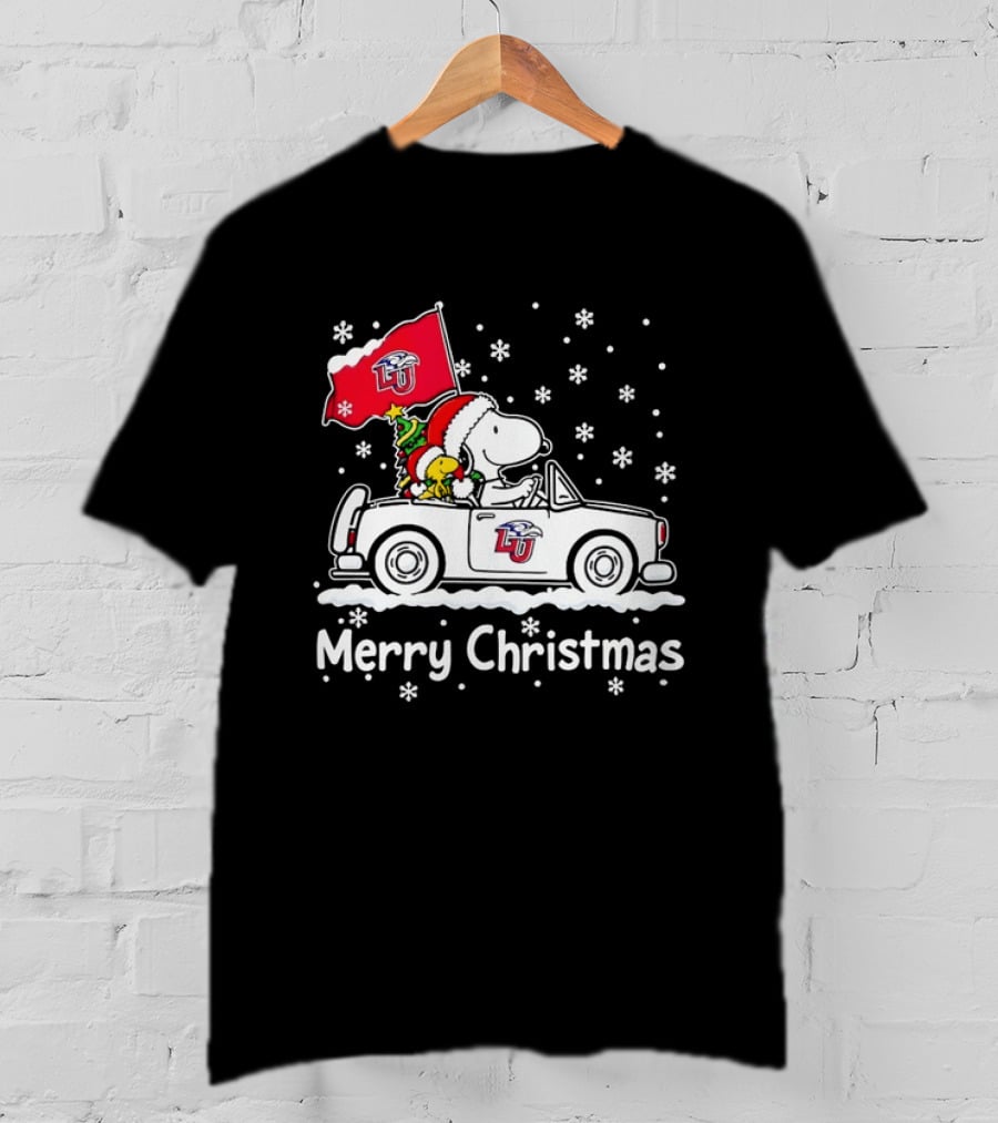 Liberty Flames Snoopy Woodstock Driving Car Merry Christmas Holiday T-Shirt
