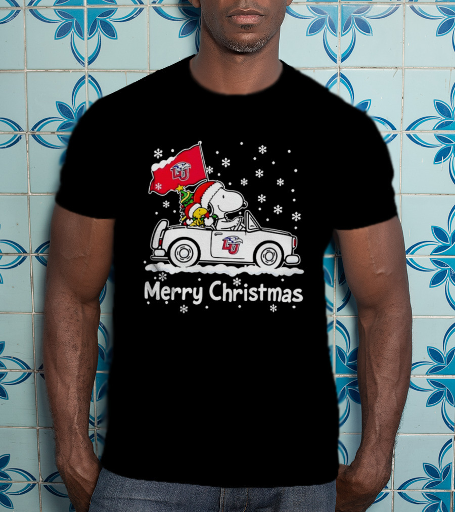 Liberty Flames Snoopy Woodstock Driving Car Merry Christmas Holiday T-Shirt