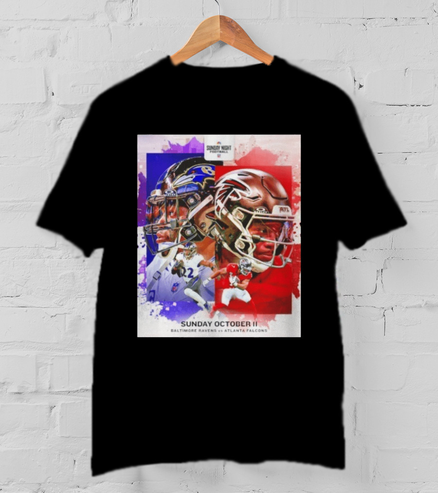 Sunday Night Football October 11 Baltimore Ravens Vs Atlanta Falcons NFL Matchup T-Shirt