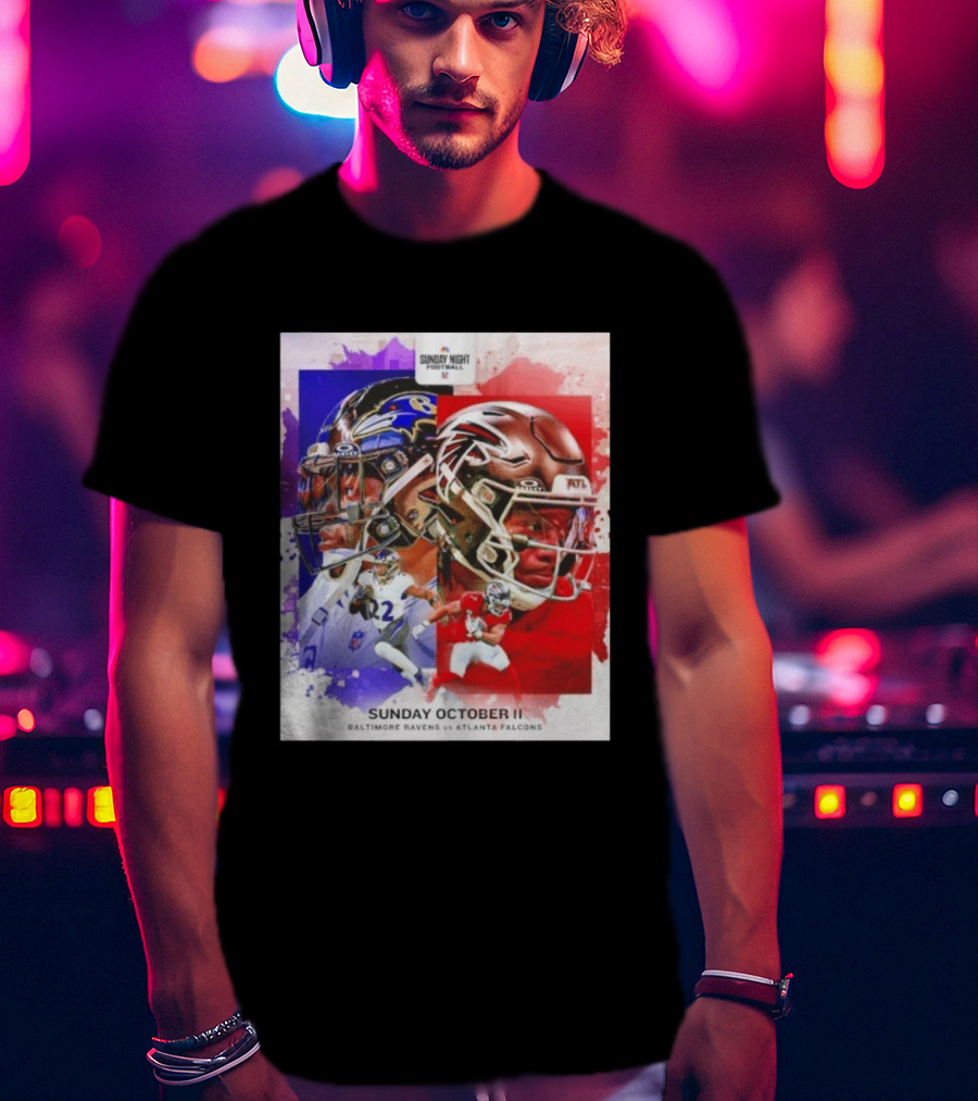 Sunday Night Football October 11 Baltimore Ravens Vs Atlanta Falcons NFL Matchup T-Shirt