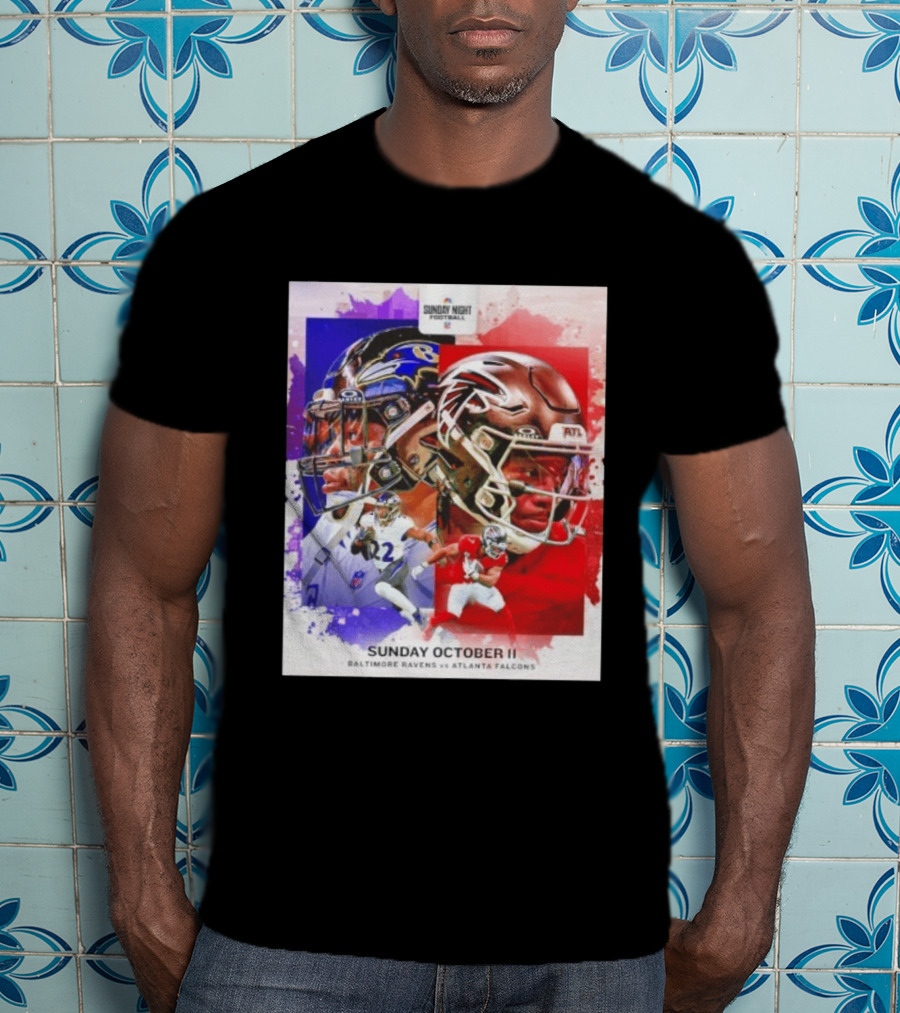 Sunday Night Football October 11 Baltimore Ravens Vs Atlanta Falcons NFL Matchup T-Shirt
