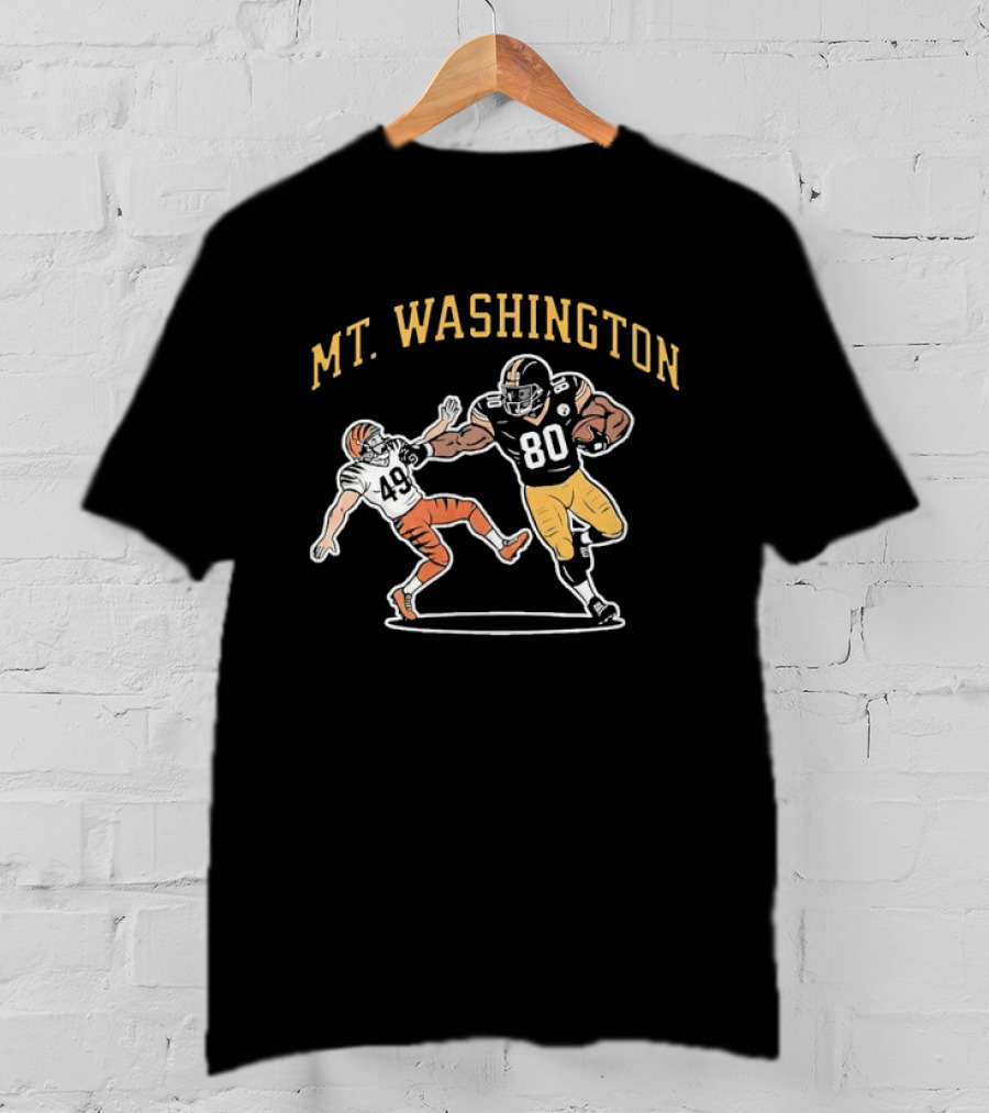 Mt Washington Pittsburgh Steelers 80 Stiff Arm Football Action T-Shirt
