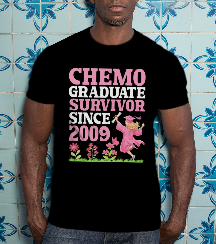 Chemo Graduate Survivor Since 2009 Cancer Awareness Pink Ribbon Graduation T-Shirt