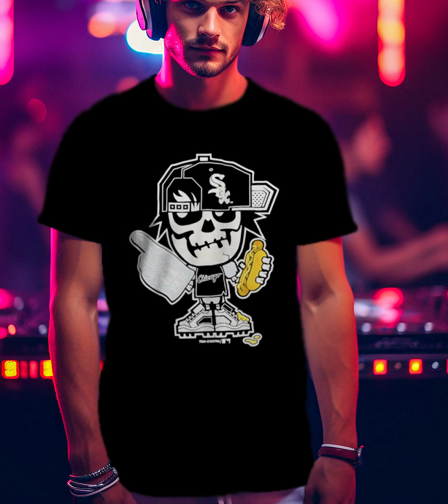 Chicago White Sox Skeleton No 1 Foam Finger Hot Dog Cap T-Shirt