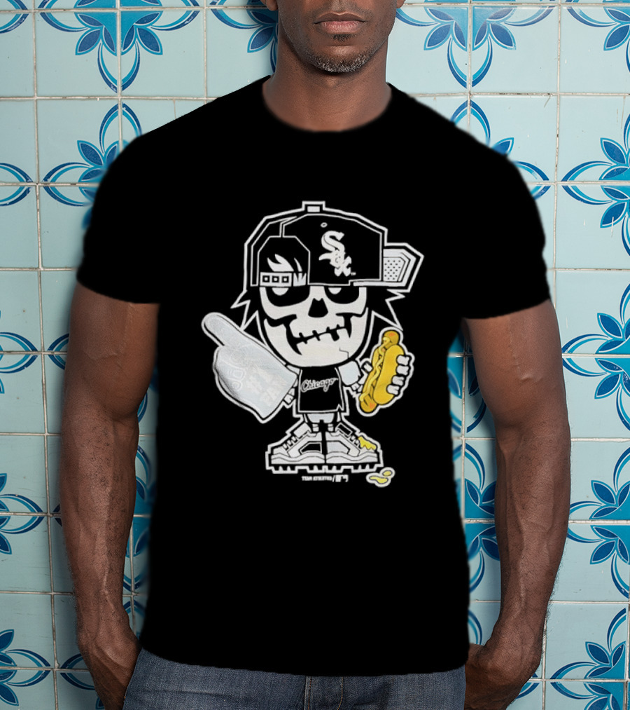 Chicago White Sox Skeleton No 1 Foam Finger Hot Dog Cap T-Shirt