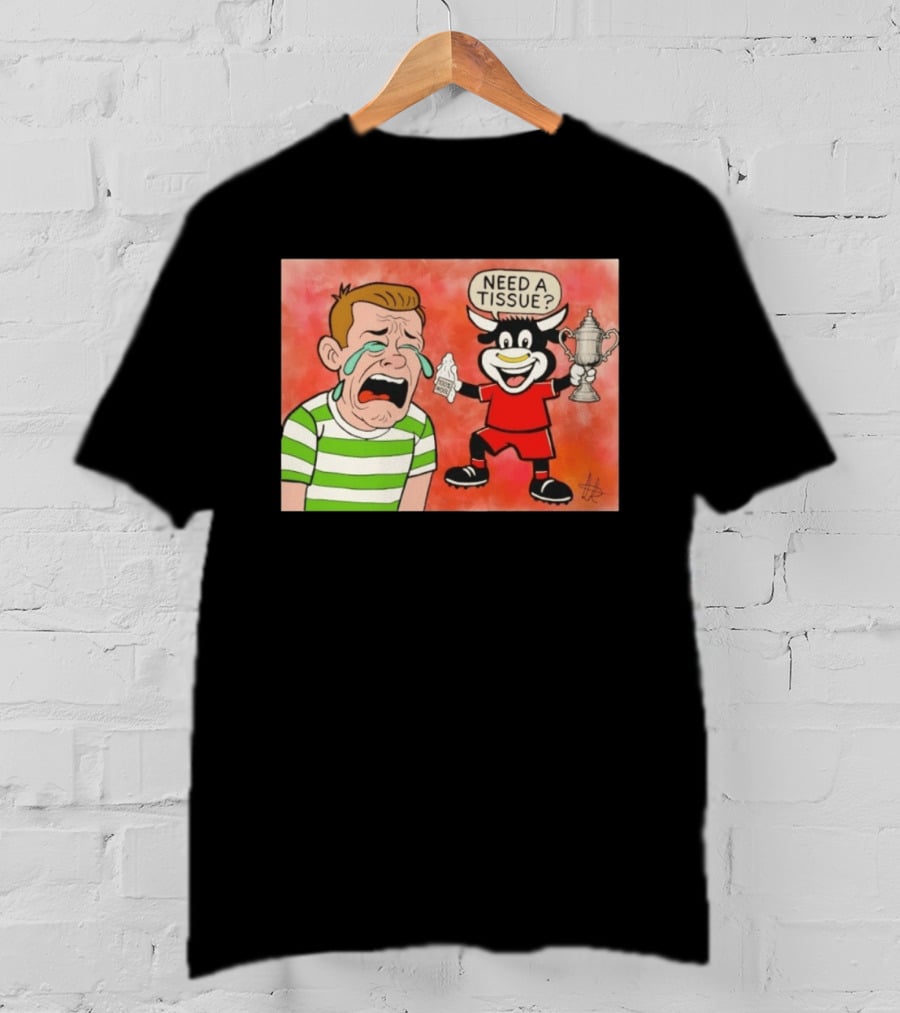 Need A Tissue Aberdeen FC Taunting Crying Celtic Cartoon Trophy T-Shirt