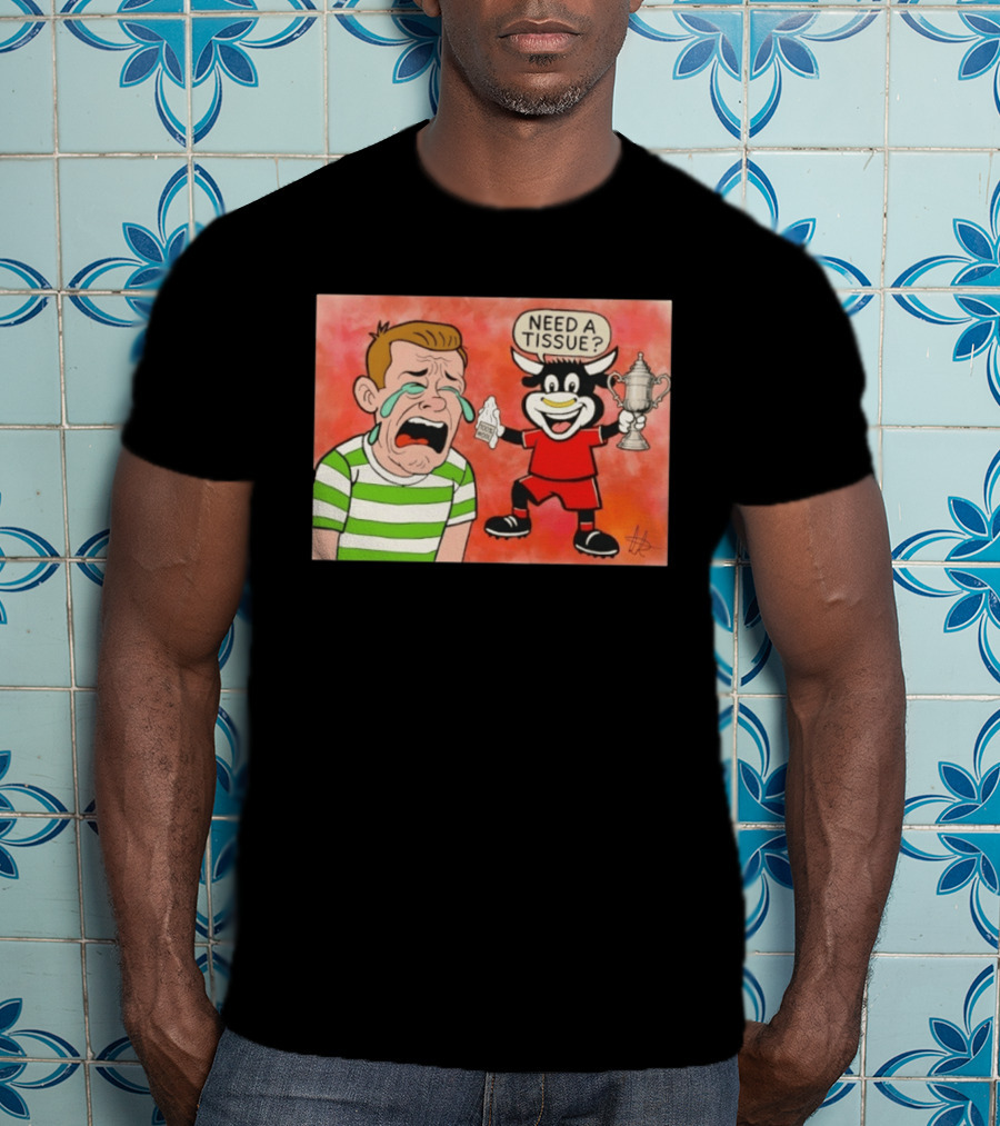 Need A Tissue Aberdeen FC Taunting Crying Celtic Cartoon Trophy T-Shirt