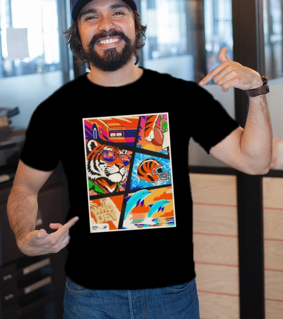 Cincinnati Bengals Tiger Dolphins Football Who Dey NFL Matchup T-Shirt
